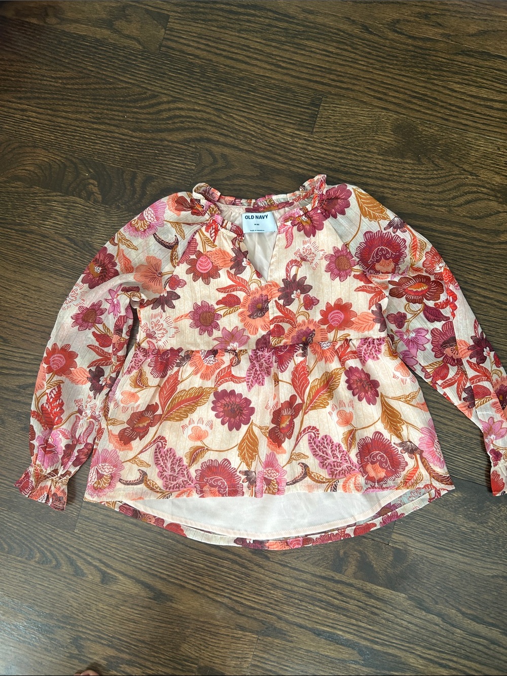 Old Navy Floral Peplum Blouse - Pink, Orange & Red